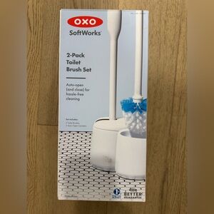 OXO SoftWorks White Toilet Brush Set with Blue Bristles